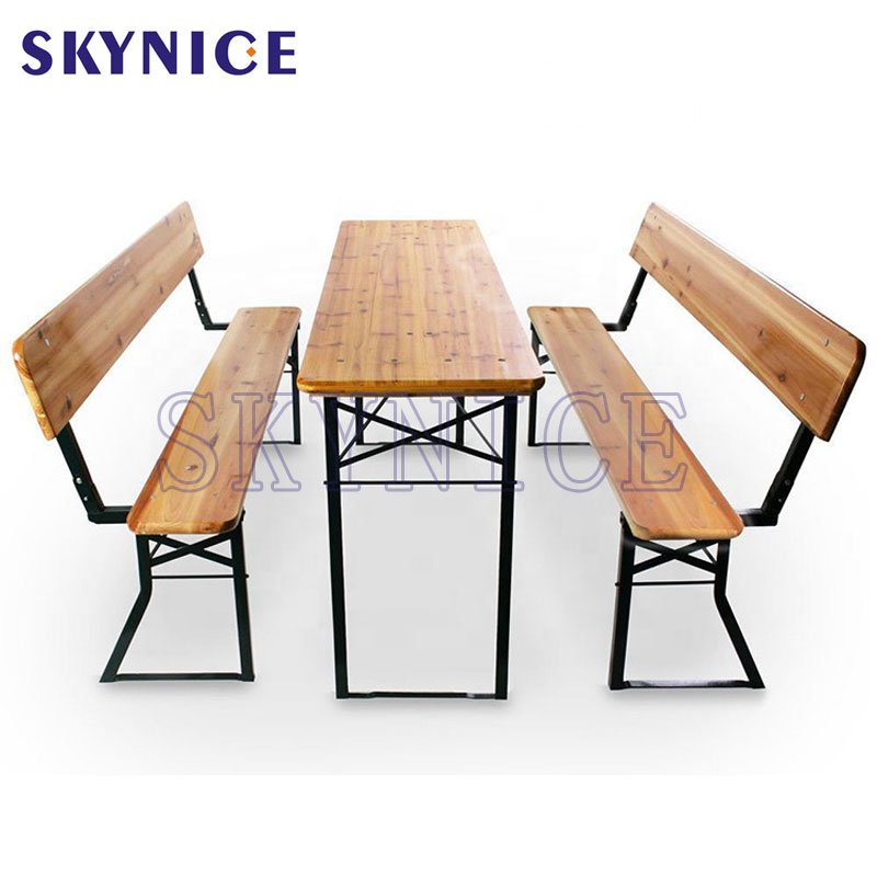 Stół ogrodowy składany drewniany stół do piwa z ławką