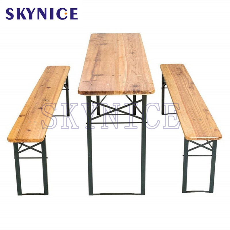 3 szt. Zestaw ławki stołowej do piwa Składany drewniany stół piknikowy
