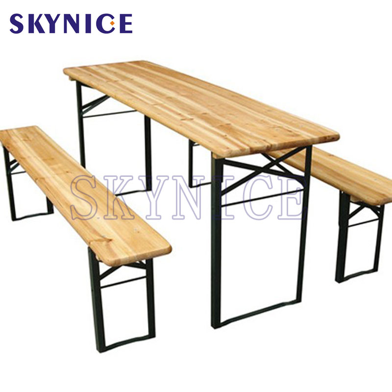 Stół i ławki do piwa z litego drewna ogrodowego